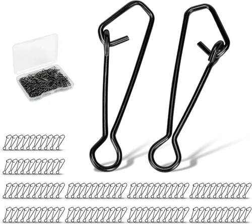 Broches de pesca de alta resistencia inoxidable bonitos broches de pesca clips de pesca señuelo gancho conector cambio rápido cerradura agua salada