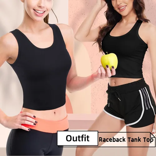 Miniatura 7 de Camisetas básicas sin mangas, paquete de 4 camisetas cortas de verano en blanco y negro para mujer