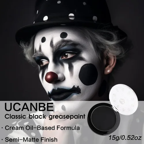 Miniatura 4 de UCANBE Base de maquillaje facial y corporal en crema negra, pintura de grasa profesional no tóxica, paleta de pintura facial para Halloween