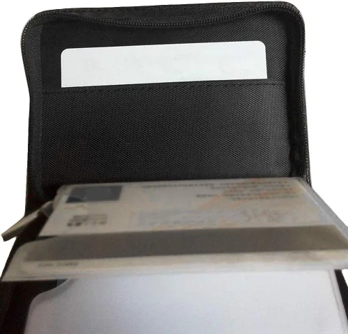 Miniatura 5 de Cartera de piel con bloqueo RFID para hombres y mujeres con cremallera, gran capacidad de almacenamiento, Marrón, Negro