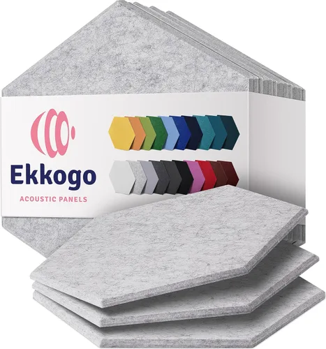 Miniatura 77 de Paneles insonorizantes de alta densidad para pared, forma hexagonal, paquete de 12 unidades de 14" x 12.1" x 0.4", color azul mezclilla Azul denim