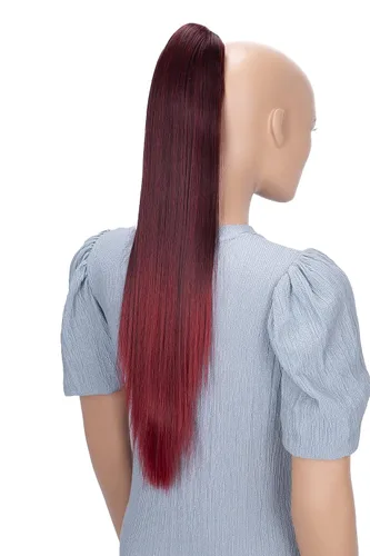 Miniatura 14 de CAISHA 24 "Hairpiece Cola de caballo Clip en la extensión de pelo largo recto negro H601