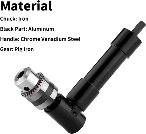 Miniatura 5 de Taladro de ángulo recto inalámbrico Adaptador de accesorio de 0.039-0.394 in Portabrocas de mango de 90 grados Herramienta de perforación