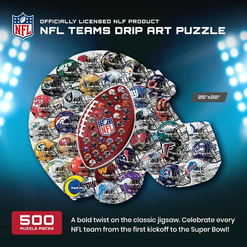 Miniatura 3 de MasterPieces Rompecabezas con Forma de Casco de Arte Drip de la NFL de 500 Piezas - Perfecto para Fanáticos de la NFL - 25"x22