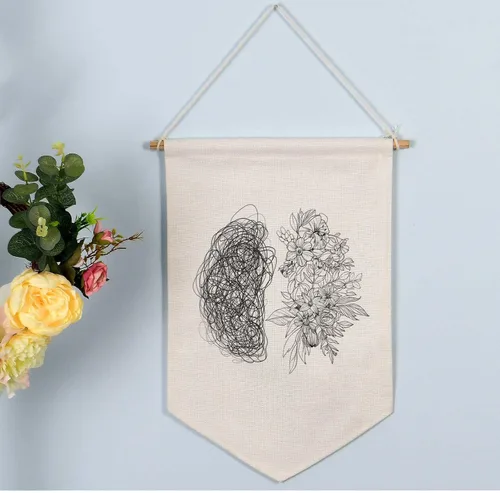 Miniatura 2 de Bandera de Pared de Arte Cerebral de Psicología, Arte de Ansiedad, Regalo de Terapia, Arte de Salud Mental, Oficina de Psicólogo, Regalo