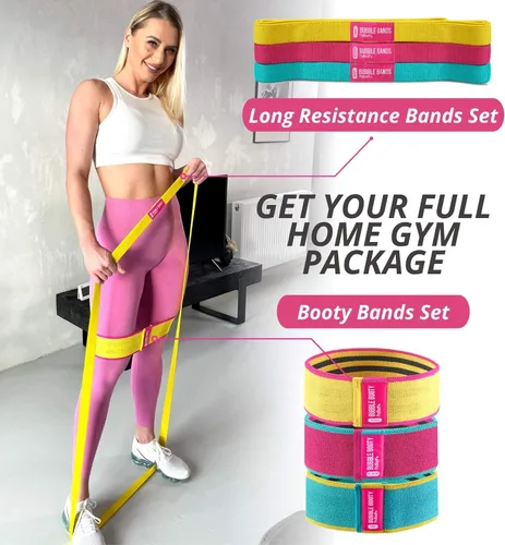 Miniatura 5 de PeoBeo Paquete de 3, ponte sexy y más delgado con bandas de resistencia de tela antideslizante con video de entrenamiento completo, ideal