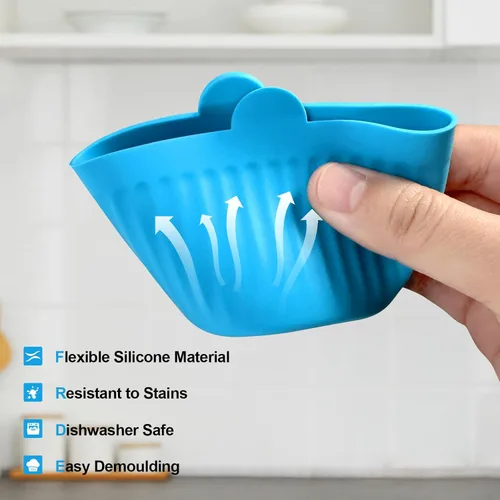 Miniatura 5 de 8 piezas de moldes de silicona de grado alimenticio de primera calidad, accesorios antiadherentes para freidora de aire, moldes para huevos