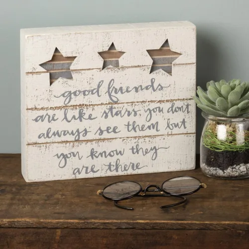 Miniatura 2 de Primitives by Kathy Cartel de decoración del hogar con letras de «Good Friends Are Like Stars», 8 x 7 pulgadas Los buenos amigos son como estrellas
