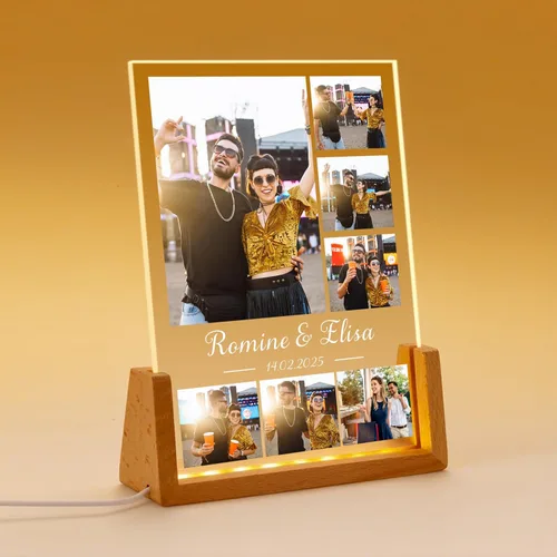 Miniatura 11 de Marco de fotos personalizado con foto, placa acrílica personalizada con base de luz nocturna LED, regalos de cumpleaños de aniversario para familia