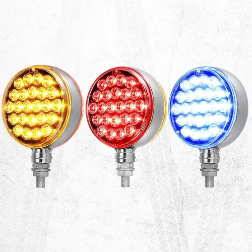 Miniatura 2 de Partsam 2 luces LED redondas de doble cara y luces auxiliares azules, luces LED de pedestal, montaje en poste 48 LED para camión, remolque, espejo