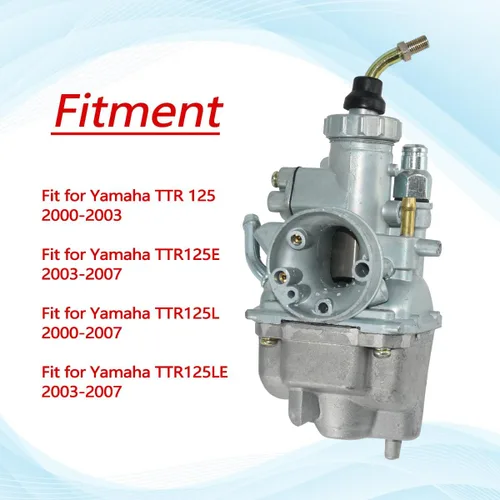 Miniatura 4 de Carburador TTR125 para Yamaha TTR 125 2000-2007 para Yamaha TTR125LE TTR125E TTR125L TTR125 Carb con válvula de paso de combustible llave de paso
