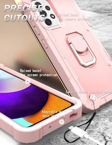 Miniatura 4 de Asuwish Funda de teléfono para Samsung Galaxy A52/A52S 5G con soporte de anillo, resistente, a prueba de golpes, cuerpo completo, resistente