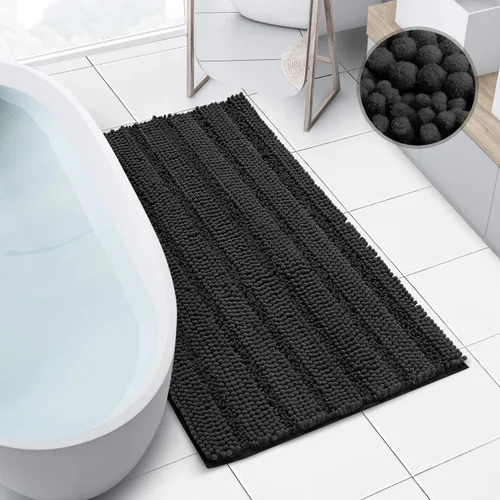 Miniatura 2 de Clara Clark Tapetes para baño de felpilla, tapetes de baño de felpa ultra suaves, lavables a máquina, con parte trasera antideslizante, 44 x 26 Negro