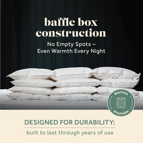 Miniatura 3 de ComfyDown Edredón blanco de plumón de ganso, fabricado en Estados Unidos, funda de edredón 100% algodón egipcio de 400 hilos, 650+ potencia