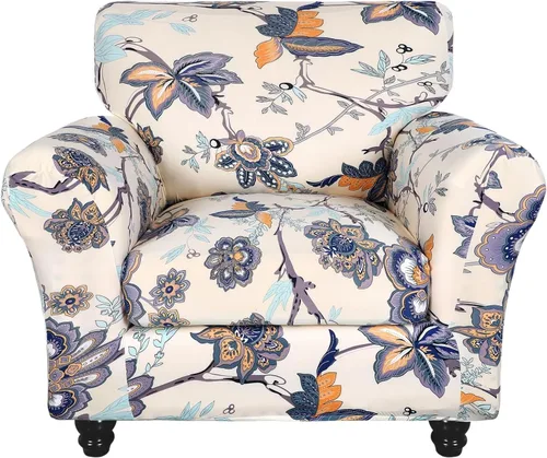 Miniatura 28 de SearchI Funda elástica para sofá con estampado, Fundas para sofá con diseño floral, 2 piezas de funda elástica para sillón con funda de cojín