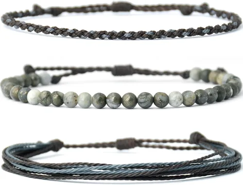 Miniatura 27 de Pulsera curativa hecha a mano con cuentas de piedra natural, regalo para hombres, pulsera de cuerda ajustable