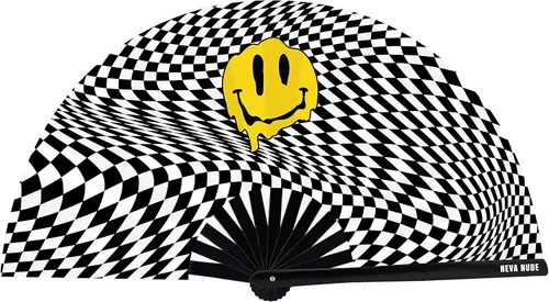 Miniatura 4 de Neva Nude Ventilador de mano plegable Rave – Ventilador de mano reactivo a la luz negra UV con funda con cordón Perfecto para festivales