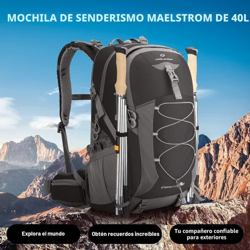 Miniatura 7 de Mochila de senderismo Maelstrom, mochila de camping, mochila de senderismo impermeable de 40 l con cubierta para la lluvia, mochila ligera de viaje