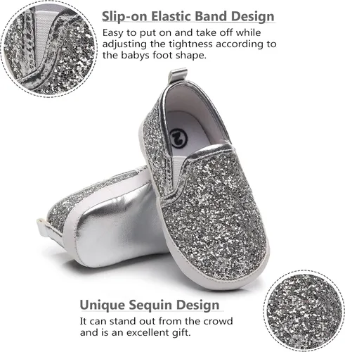Miniatura 3 de HONGTEYA Zapatos para bebés niños y niñas, zapatos para bebés, mocasines de piel sintética, suela suave, antideslizantes, para niños pequeños