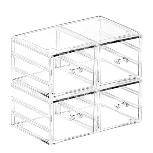 Miniatura 9 de Cq acrylic - Organizadores apilables transparentes para maquillaje y almacenamiento con 8 cajones, organizador de gabinete de medicina de acrílico