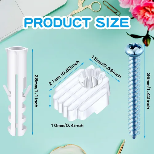 Miniatura 2 de Blulu Paquete de 20 clips sujetadores de espejo para vidrio de 6 mm (6/25 pulgadas), kit para colgar espejos en la pared, sujetadores de retención