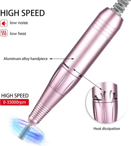 Miniatura 4 de Mango de repuesto para taladro de uñas, 30000 rpm, máquina de taladro eléctrico de uñas, máquina pulidora de uñas, pieza de mano para manicura