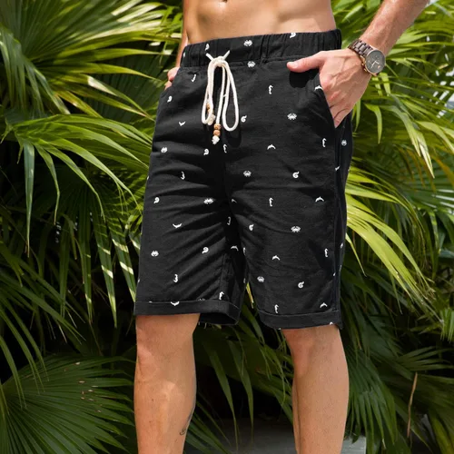Miniatura 3 de Boisouey - Pantalones cortos de verano para hombre, de lino, estilo informal