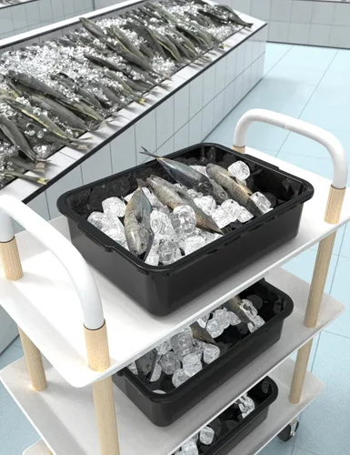 Miniatura 4 de Caja de 5 tinas de autobús comercial/bolsa de transporte, plástico negro con asas, lavabo 8 litros