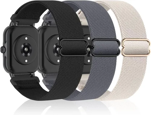Miniatura 12 de Bolesi Correas elásticas de nailon compatibles con Amazfit Active 2 (cuadradas)/Active 3 Premium/Active, paquete de 3 correas deportivas de repuesto