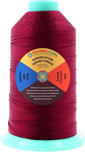 Miniatura 296 de Mandala Crafts - Hilo de nailon para coser cuero, tapicería, mezclilla y para trenzar el pelo; resistente, 1500 yardas, tamaño 69 T70 Marrón