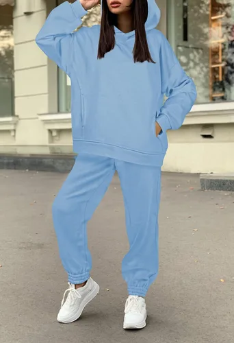 Miniatura 2 de Fixmatti Sudaderas con capucha para mujer, sudadera de manga larga, pantalones deportivos de 2 piezas