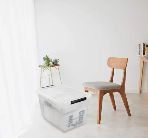Miniatura 5 de Asking Paquete de 4 cajas de almacenamiento de plástico transparentes grandes de 50 L, contenedores de almacenamiento de plástico con ruedas