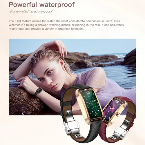 Miniatura 8 de Amoled Laies - Reloj inteligente para mujer, reloj inteligente con correa de piel, monitor de ritmo cardíaco, estrés, sueño, 12 modos deportivos