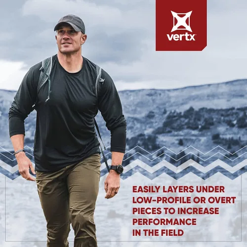 Miniatura 5 de Vertx Mens Long Sleeve Tactical T Shirt, Athletic Workout Hunting Hiking Sport, Pull On Longline Style, Semi Compression Fit