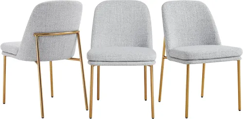 Miniatura 13 de CHITA Juego de 2 sillas de comedor modernas, sillas de comedor de metal con certificación FSC para comedor, color gris claro