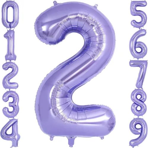 Miniatura 9 de Globo morado del número 3 de 40 pulgadas, globos grandes de aluminio con número de helio, globos gigantes de Mylar número 3 para cumpleaños de 3