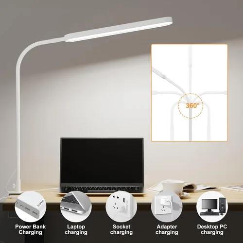 Miniatura 4 de SKYLEO Lámpara de escritorio LED - Luz de escritorio de 33.5 pulgadas - Cuello de cisne flexible - 5 modos de color x 11 niveles de brillo - 1300LM