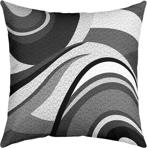 Feelyou Juego de 4 fundas de almohada geométricas reversibles para exteriores de 16 x 16 pulgadas, diseño geométrico de rayas negras y grises, juego