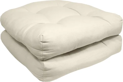 Miniatura 2 de Sweet Home Collection - Cojines para silla de patio al aire libre, cojines prémium con relleno grueso y cómodo de fibra capitoné, 19 x 19 x 5 Crema