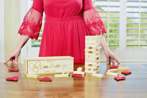 Miniatura 2 de Personalization Universe Our Love Juego de Torre Jumbling personalizada con estuche de madera