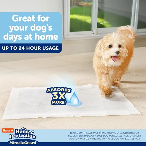 Miniatura 4 de Almohadillas para perros Hartz Home Protection Miracle Guard, tamaño regular 50 unidades, 3 veces más absorbentes y 3 veces más duraderas, no gotean