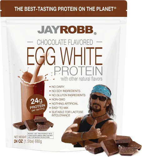 JAYROBB Proteína de clara de huevo de chocolate de 24 onzas, bolsa de 1.5 libras