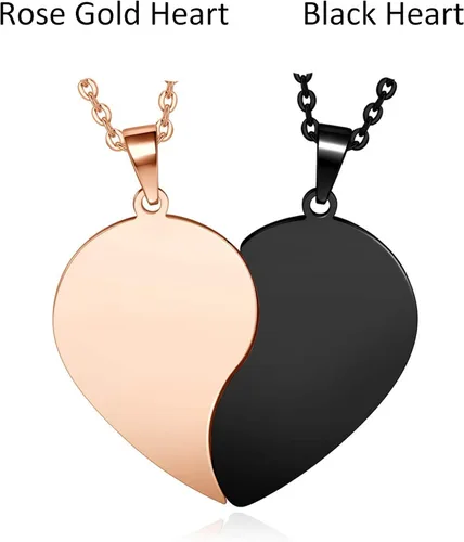 Miniatura 3 de Zysta Collares personalizados de rompecabezas de corazón a juego para parejas novio novia mujeres hombres yinyang para parejas collar con colgante