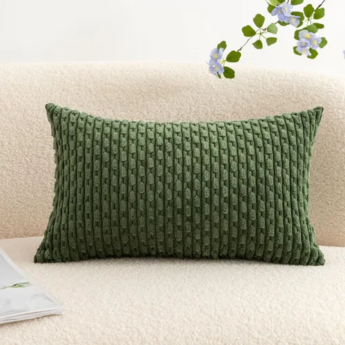 Miniatura 25 de UGASA - Funda de almohada decorativa de pana suave de otoño de 12 x 20 pulgadas, diseño bohemio a rayas, oblonga, para sofá, sala de estar, cama