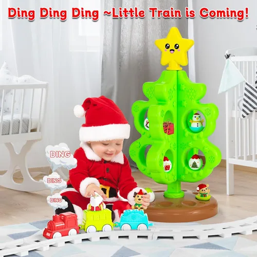 Miniatura 3 de Mi Primer Árbol de Navidad para Niños Pequeños, Juguete Decorativo Montessori Musical con Luces y Adornos, Mini Juego de Tren, Juguetes Roly Poly