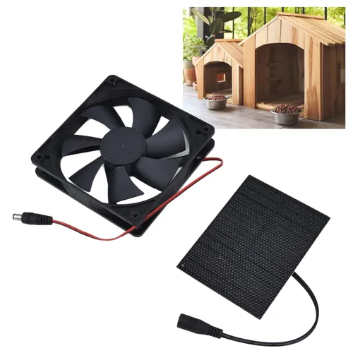 Miniatura 5 de AUNMAS Kit de mini ventilador con energía solar, sistema de enfriamiento automático de ventilación de escape de gallinero de invernadero, 5 V, 3 W
