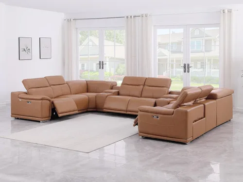 Miniatura 68 de BlackJack Furniture Venice - Juego de sofá reclinable seccional de cuero italiano de grano superior de 12 piezas con 4 reclinables eléctricos