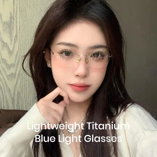 Miniatura 3 de Cyxus Rimless Pure Titanium Blue Light Blocking Glasses, Ultra Lightweight Frameless Computer Eyewear, Anti Screen Glare