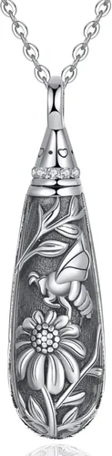 Miniatura 140 de Collar con colgante de urna de cenizas de cremación y árbol de la vida para mujer, plata de ley US1