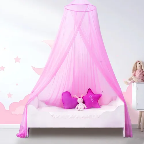 South to East Dosel de cama rosa para niñas, dosel de cama de princesa para habitación de niños, dosel mosquitero para camas de niñas, tela ignífuga